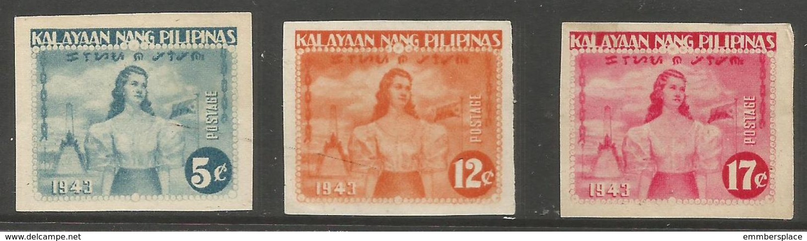 Philippines (Japanese Occupation)  - 1943 Independence Declaration Imperf MNH **     Sc N29a-31a - Philippinen