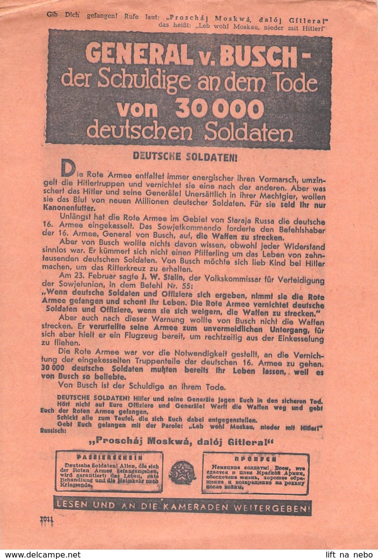 WWII WW2 Leaflet Flugblatt Tract Soviet Propaganda Against Germany  CODE 1011 FREE STANDARD SHIPPING WORLDWIDE - 1939-45