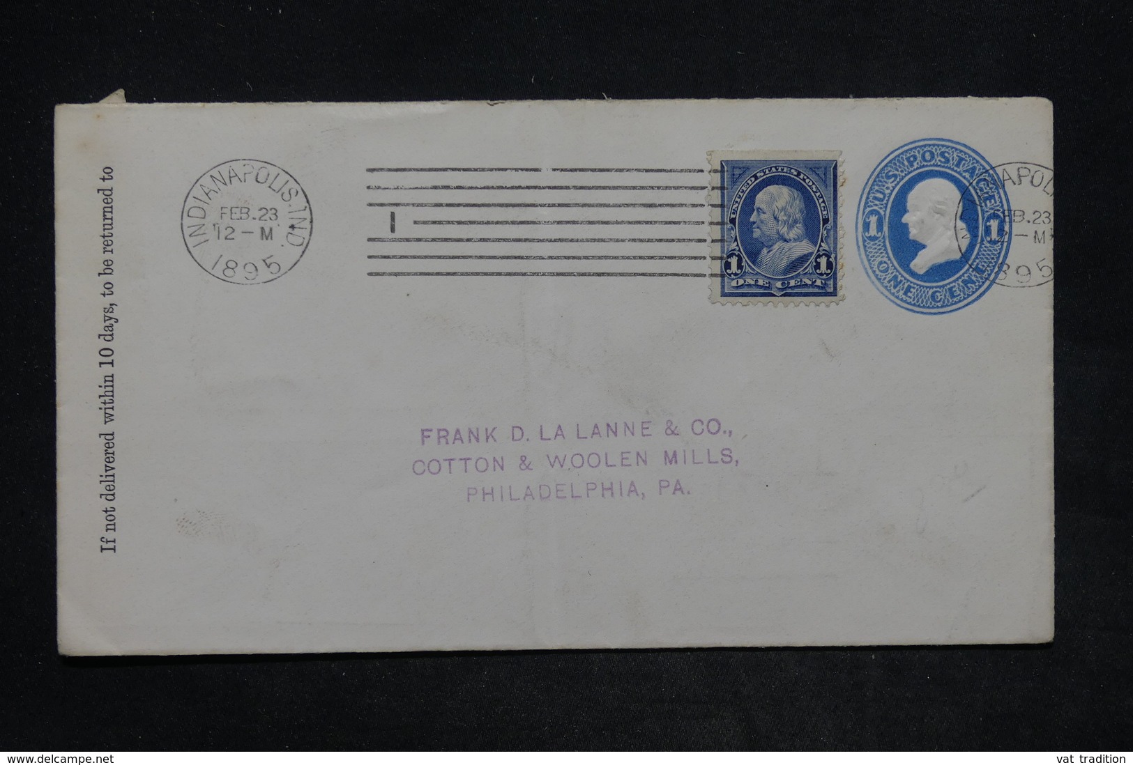 ETATS UNIS - Entier Postal + Complément De Indianapolis Pour Philadelphia En 1895 - L 25916 - ...-1900