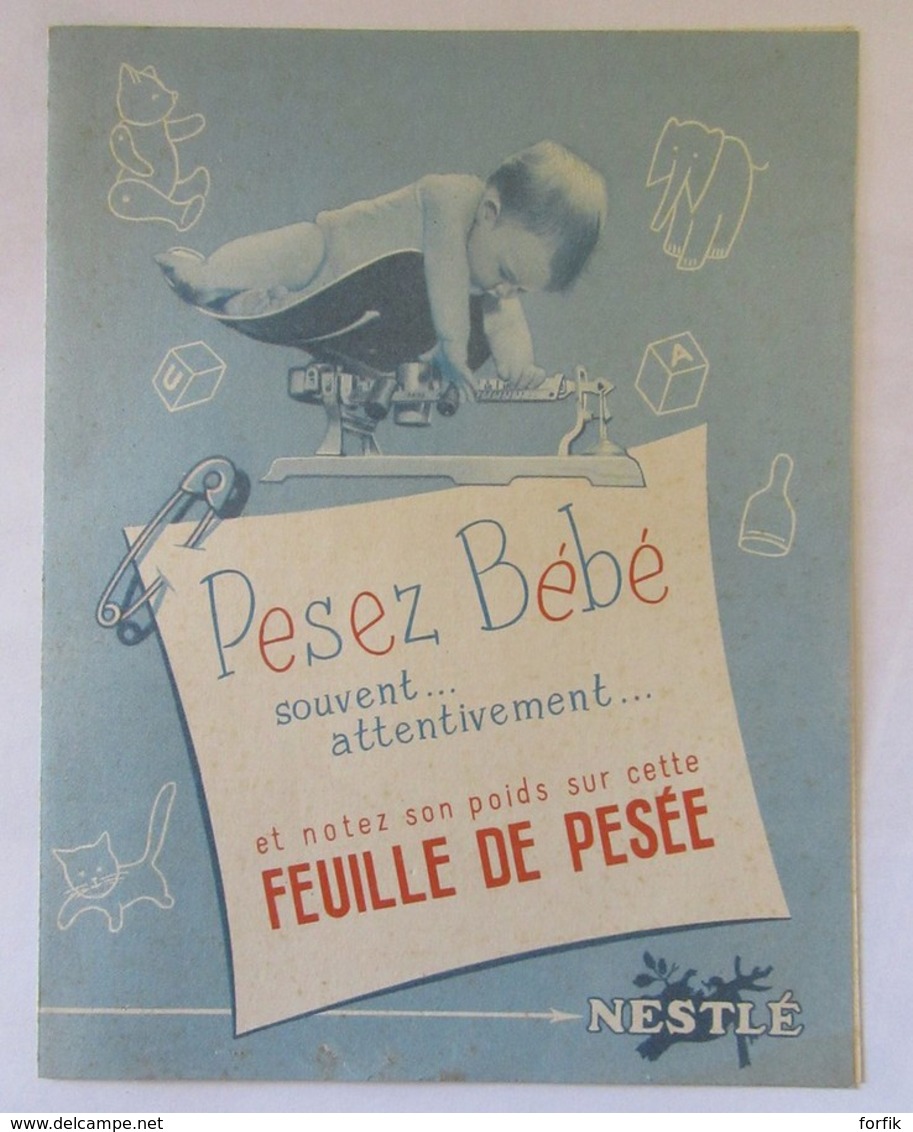 Carte Publicitaire Nestlé Ouvrante - "Feuille De Pesée De Bébé" - Advertising