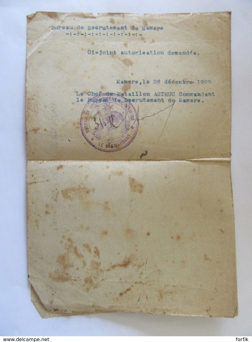 Guerre 14-18 - Document De Décernement De Médaille De La Victoire (médaille Interalliée) Daté Du 19 Décembre 1929 - Documents