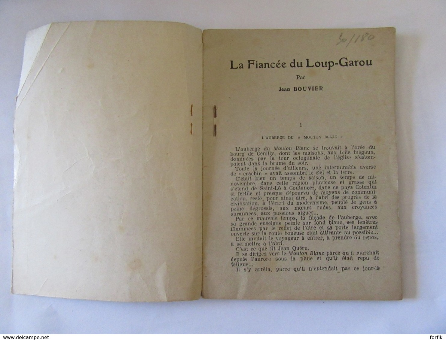 Collection Mon Roman N°89 - La Fiancée Du Loup-Garou Par Jean Bouvier - F. ROUFF Editeur, Paris - Qqles Gravures - Other & Unclassified