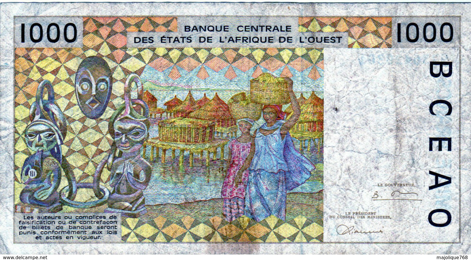 Billet De Banque D’Afrique De L'ouest 1000 Francs ND(1996)lettre A - En T B - - West-Afrikaanse Staten