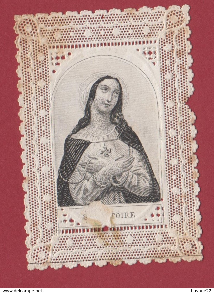 9AL713 CANIVET IMAGE PIEUSE ANCIENNE Dentelles HOLY CARDS STE VICTOIRE ? 3 SCANS - Imágenes Religiosas