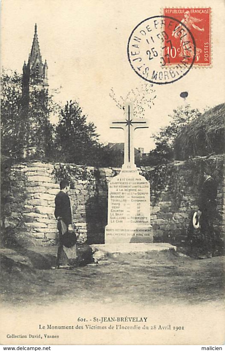 - Morbihan  -ref-D686 - Saint Jean Brevelay - St Jean Brevelay - Monument Victimes De L Incendie 28 Avril 1901 - - Saint Jean Brevelay