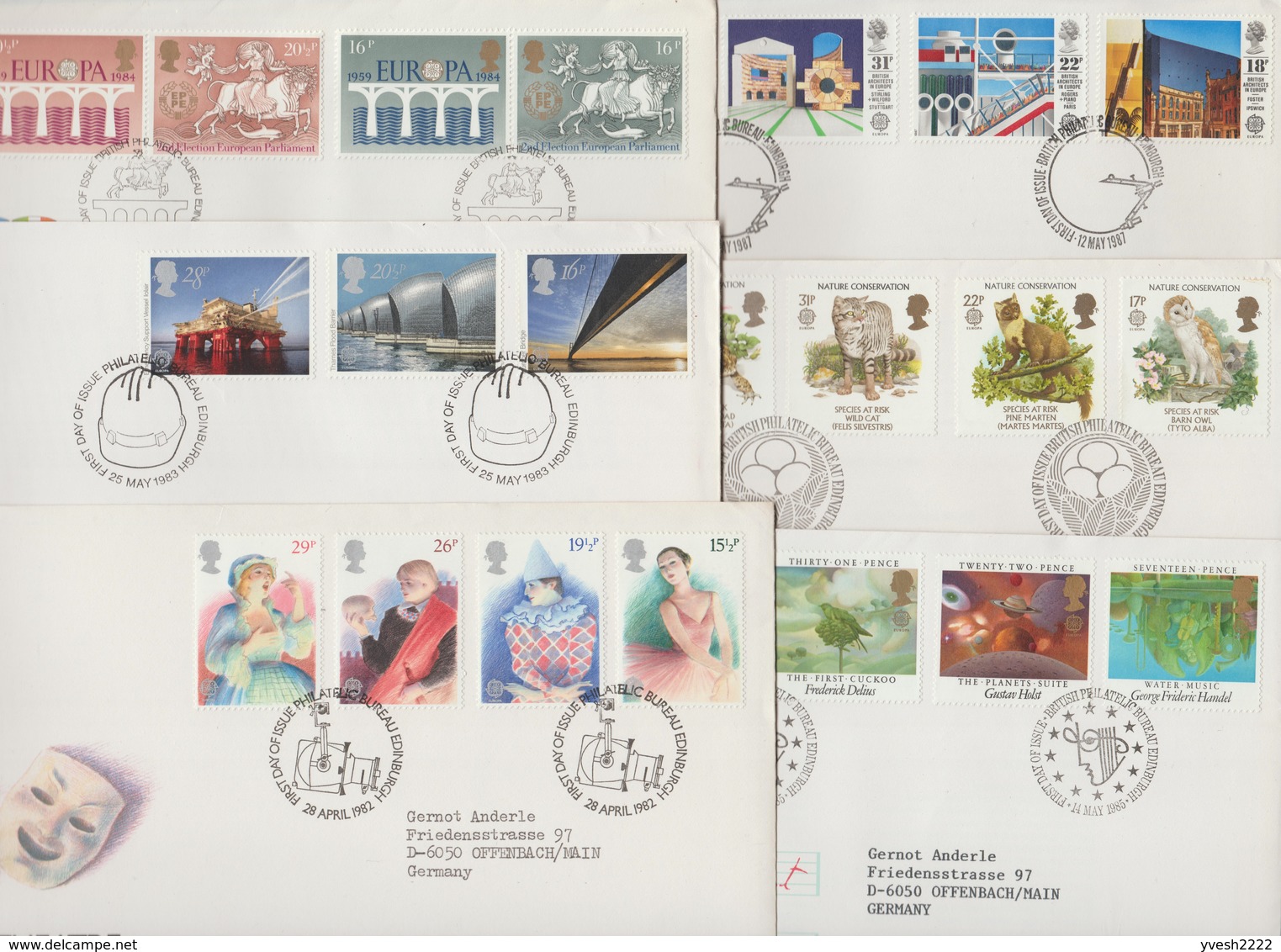 Grande-Bretagne 1982 à 1989, 1991, 1993 à 1997, 2001. 15 FDC Europa - Collections