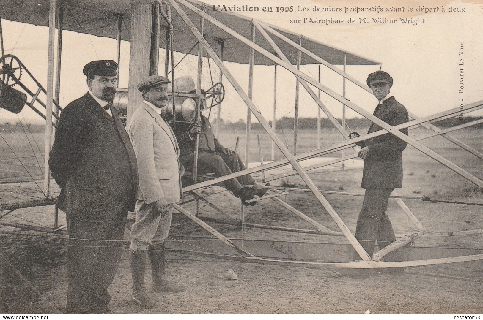 Rare Cpa Derniers Préparatifs Avant Le Départ à Deux Sur Aéroplane De Wilburg Wirght - ....-1914: Précurseurs