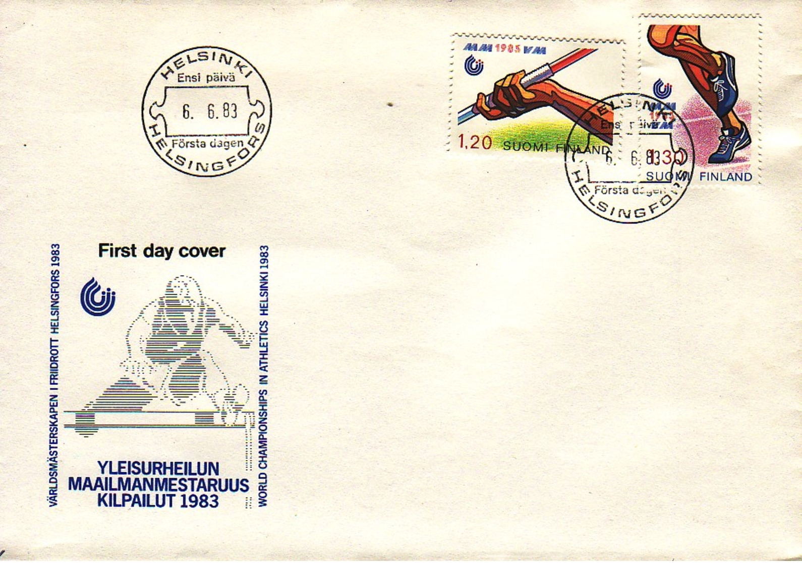 FINLANDE : 1983 - FDC - Athlétisme - Championnats Du Monde - FDC