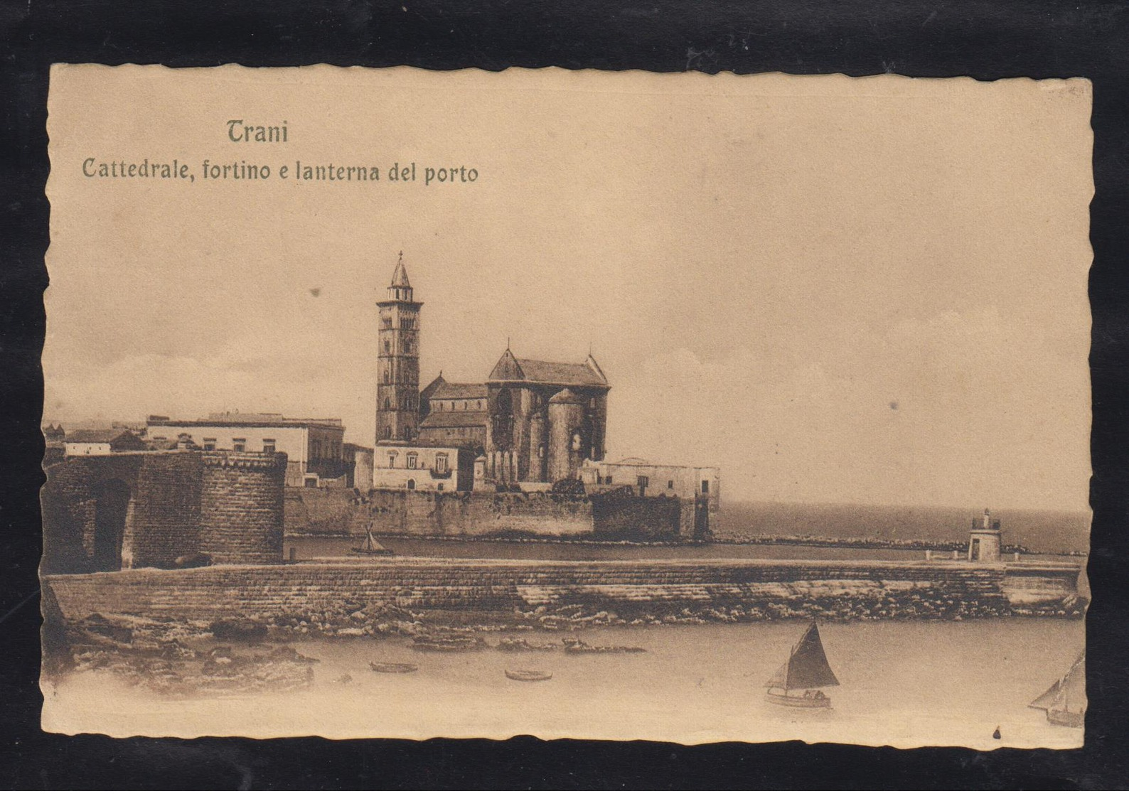 Cartolina Italiana Trani 1907  Cattedrale, Fortino E Lanterna Del Porto Viaggiata - Trani