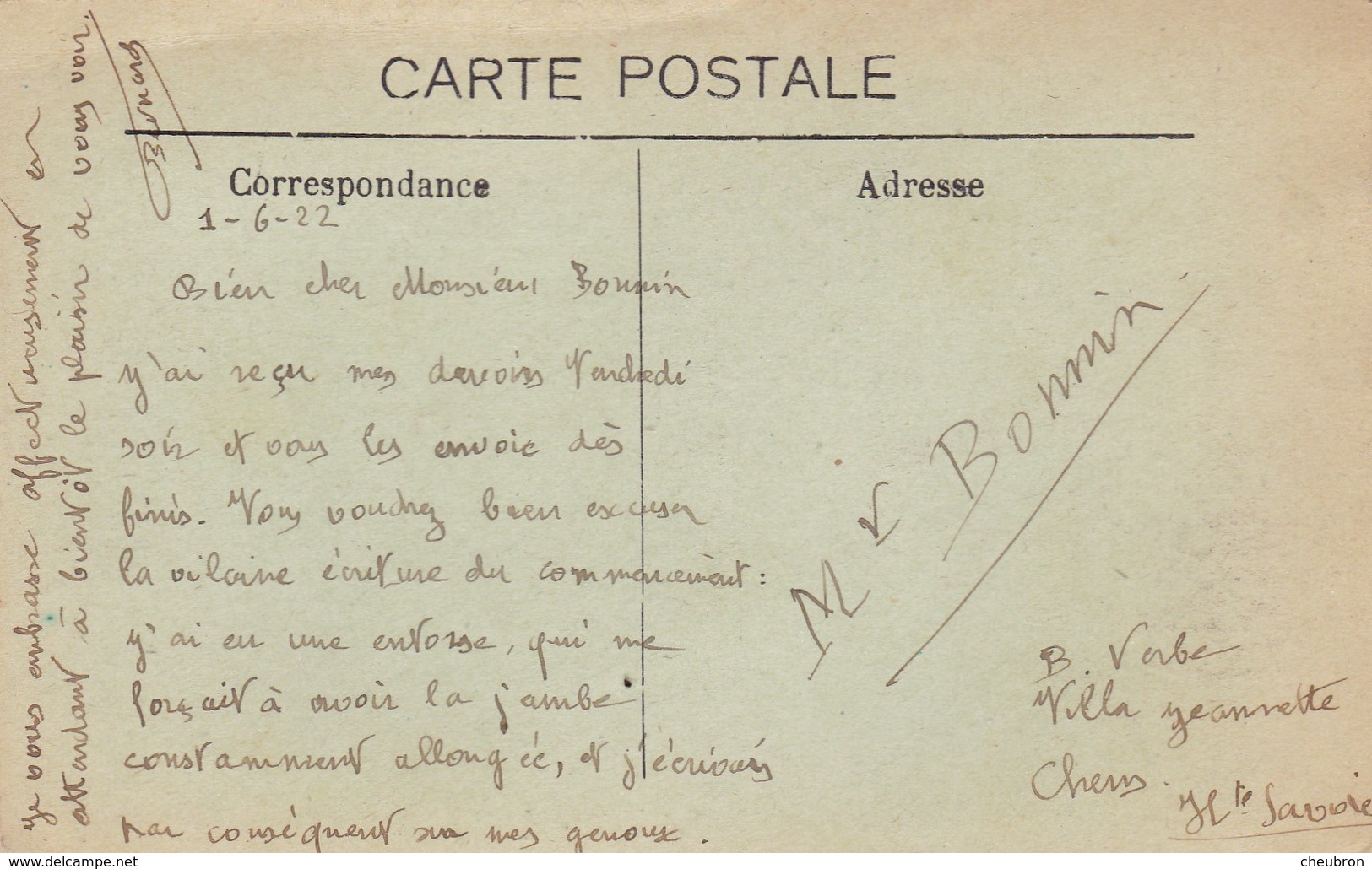 74. DOUVAINE. CPA. L'EGLISE + TEXTE ANNEE 1922 - Douvaine
