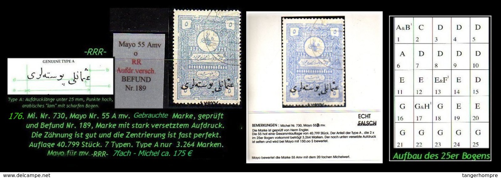 EARLY OTTOMAN SPECIALIZED FOR SPECIALIST, SEE...Mi. Nr. 730 - Mayo 55 A - Auflagenanteil 3.264 Marken -R- - 1920-21 Anatolie