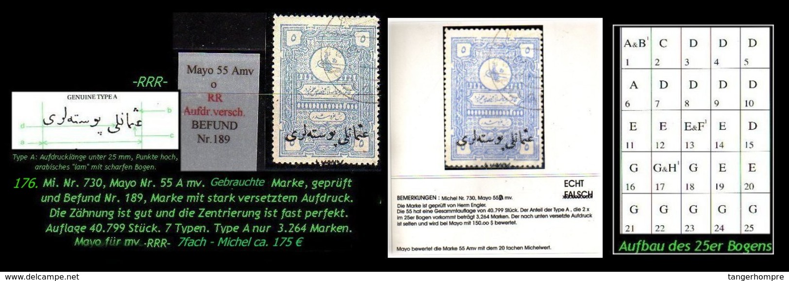 EARLY OTTOMAN SPECIALIZED FOR SPECIALIST, SEE...Mi. Nr. 730 - Mayo 55 A - Auflagenanteil 3.264 Marken -R- - 1920-21 Anatolia