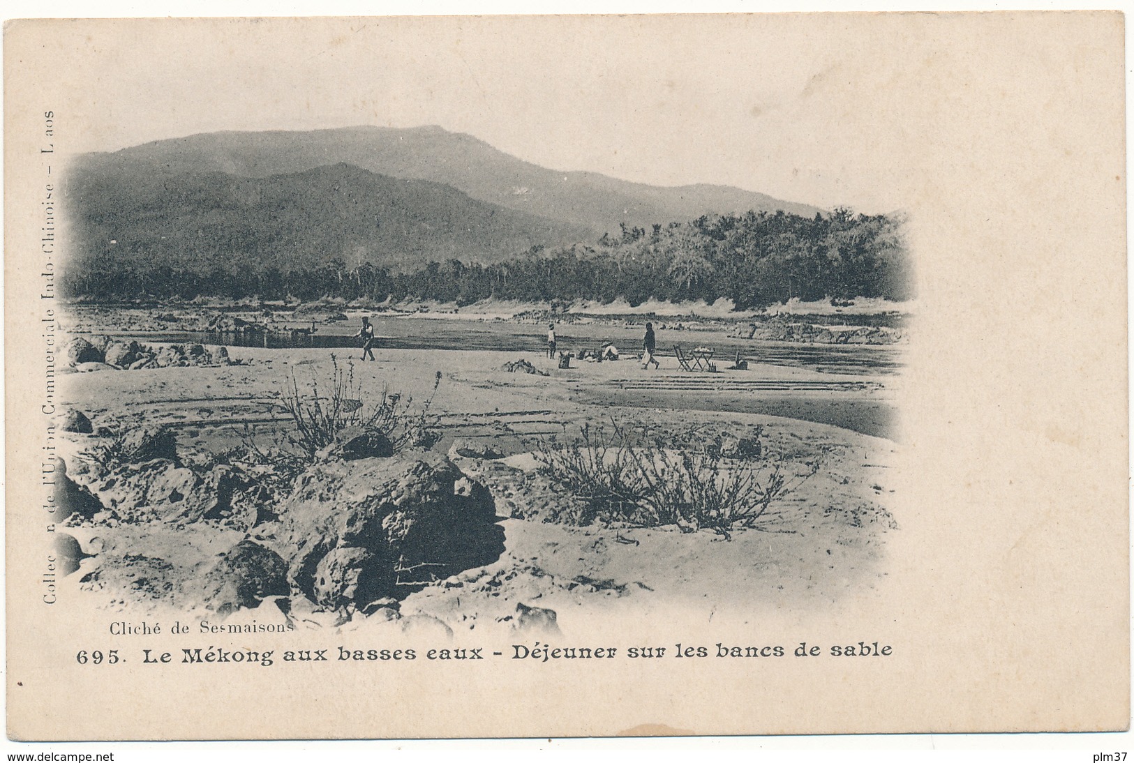 LAOS - Le Mékong Aux Basses Eaux - Déjeuner Sur Les Bancs De Sable - Cliché De Sesmaisons - Laos