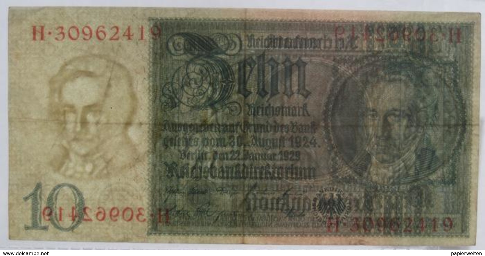 10 Reichsmark 1929 (WPM 180a) 22.1.1929 - 10 Mark