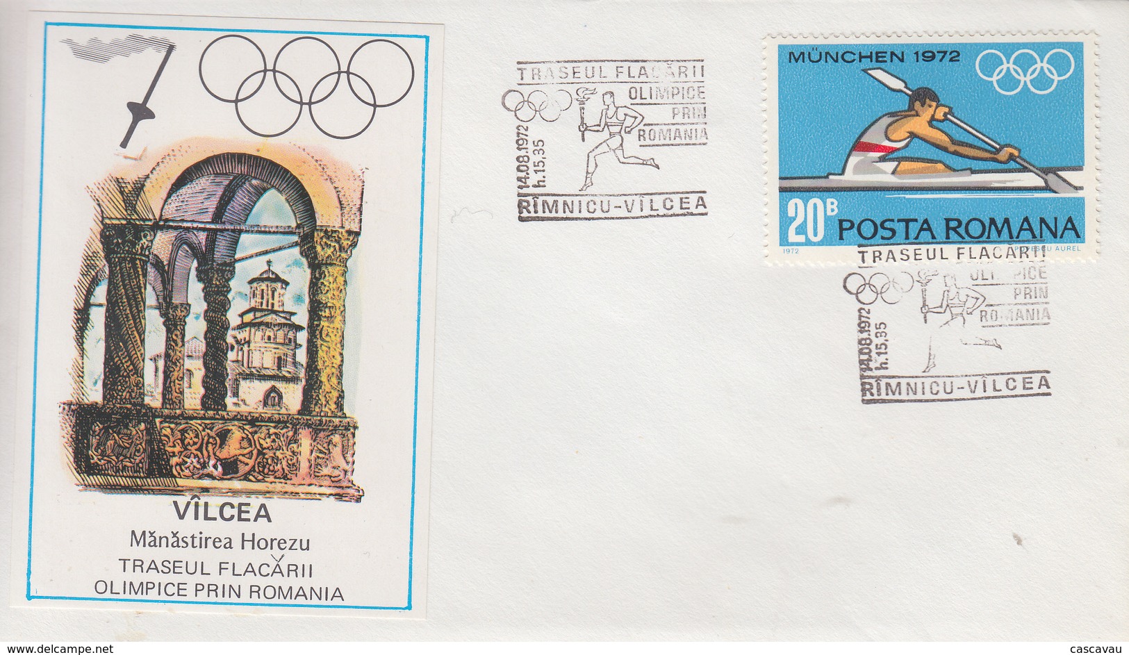 Enveloppe     ROUMANIE    Parcours  Flamme  Olympique   VILCEA   Jeux  Olympiques  MUNICH   1972 - Summer 1972: Munich