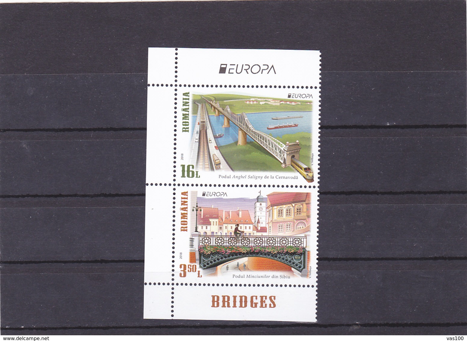 ROMANIA, 2018,Europa 2018: BRIDGES, Europa-CEPT, MINT FULL SET, MNH (**),IN PAIR! - 2018