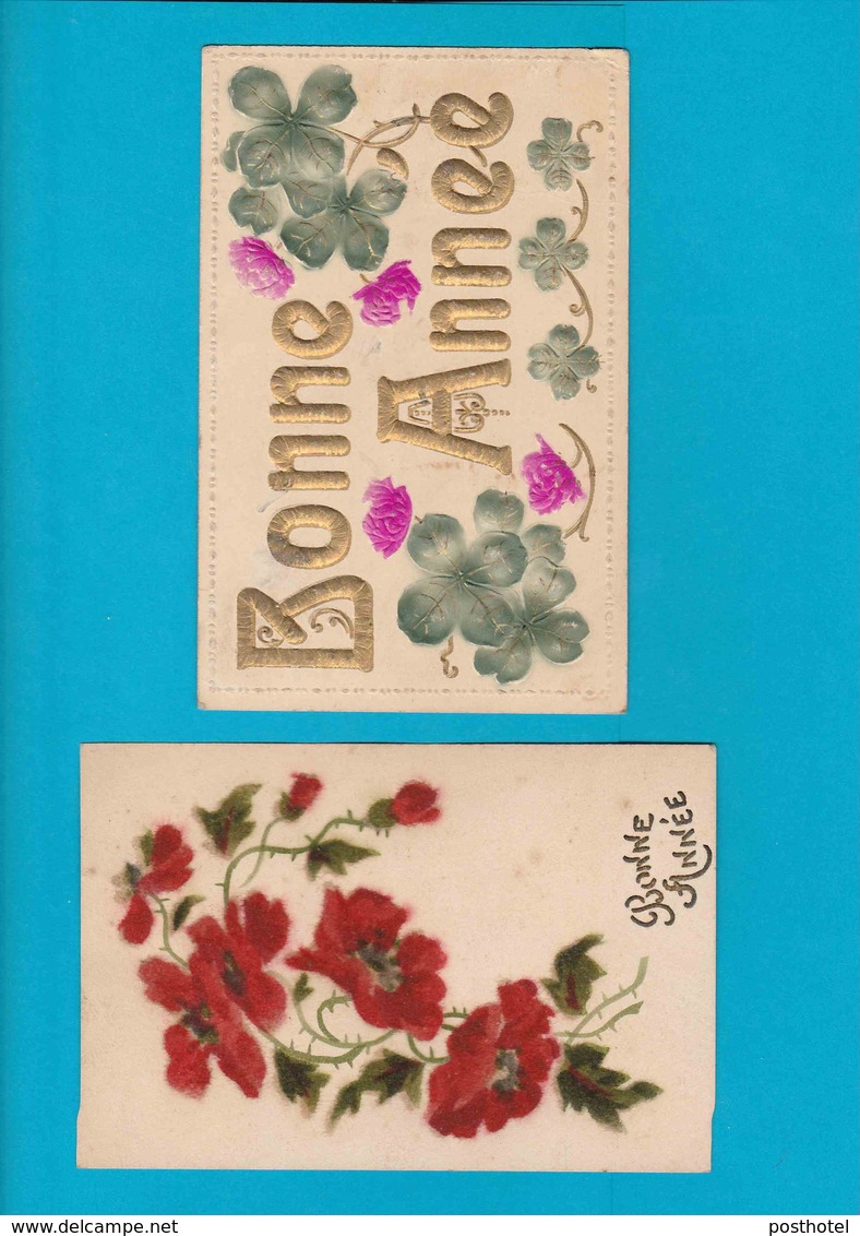 Bonne Annee - Fleur - 2 Carte Postale - Neujahr