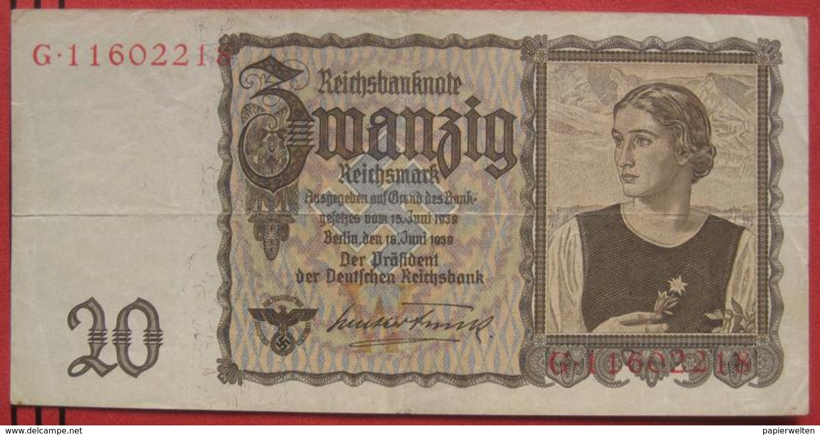 20 Reichsmark 1939 (WPM 185) 16.6.1939 - 20 Reichsmark