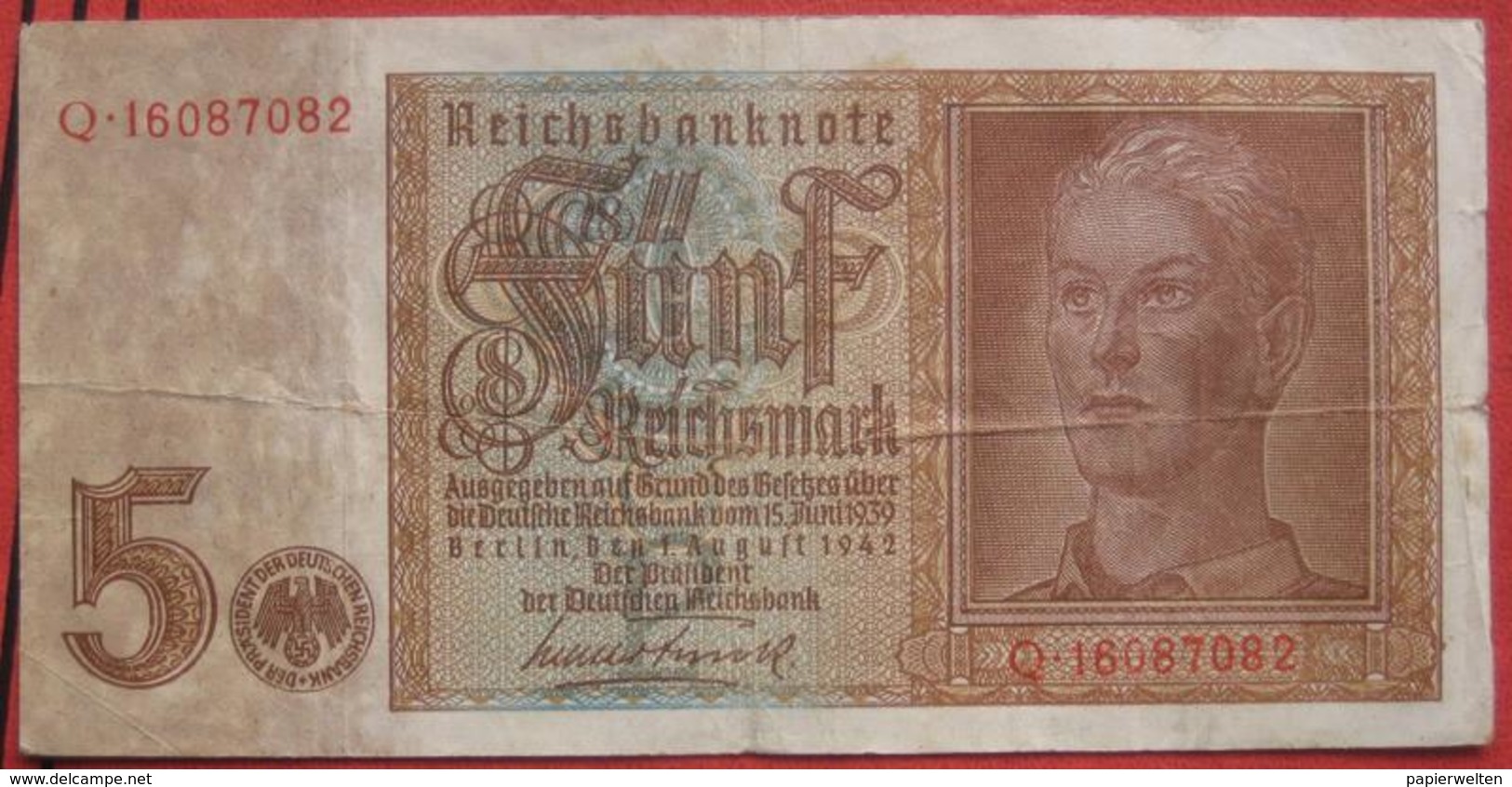 5 Reichsmark 1942 (WPM 186) 1.8.1942 - 5 Reichsmark