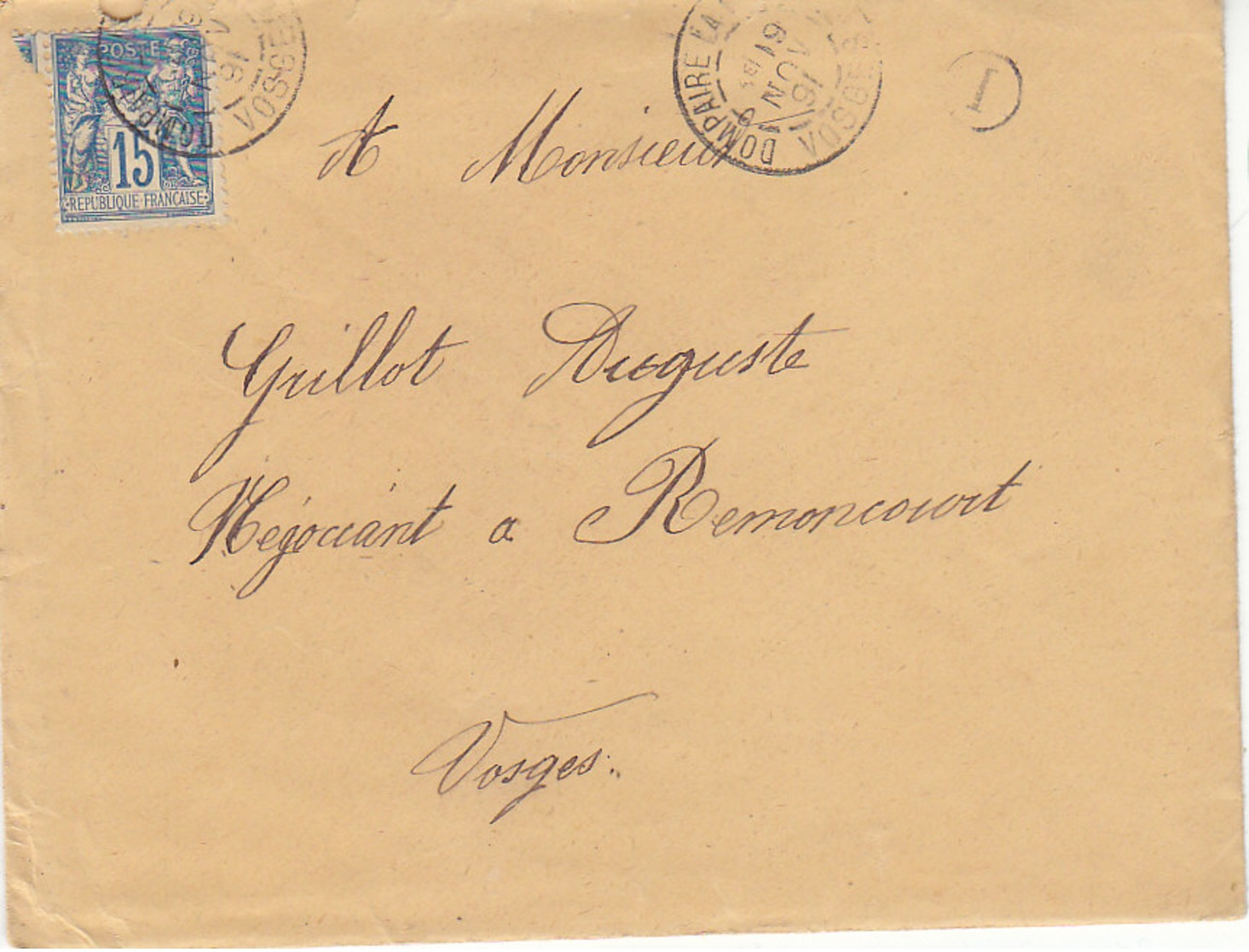 Dompaire , Vosges ,boite Rurale I D'Heucheloup,moulin De Bégnécourt ,lettre De 1891 - Cachets Manuels