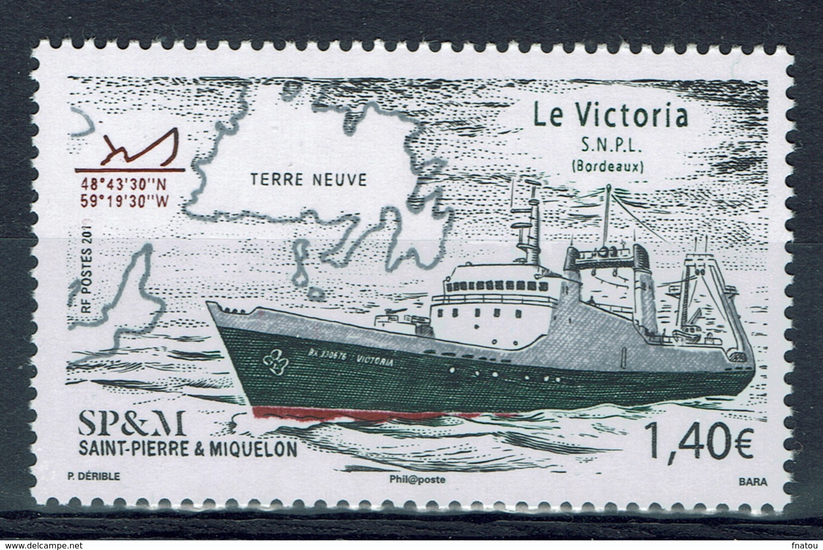 Saint Pierre And Miquelon, Ship, "le Victoria", 2019, MNH VF - Neufs