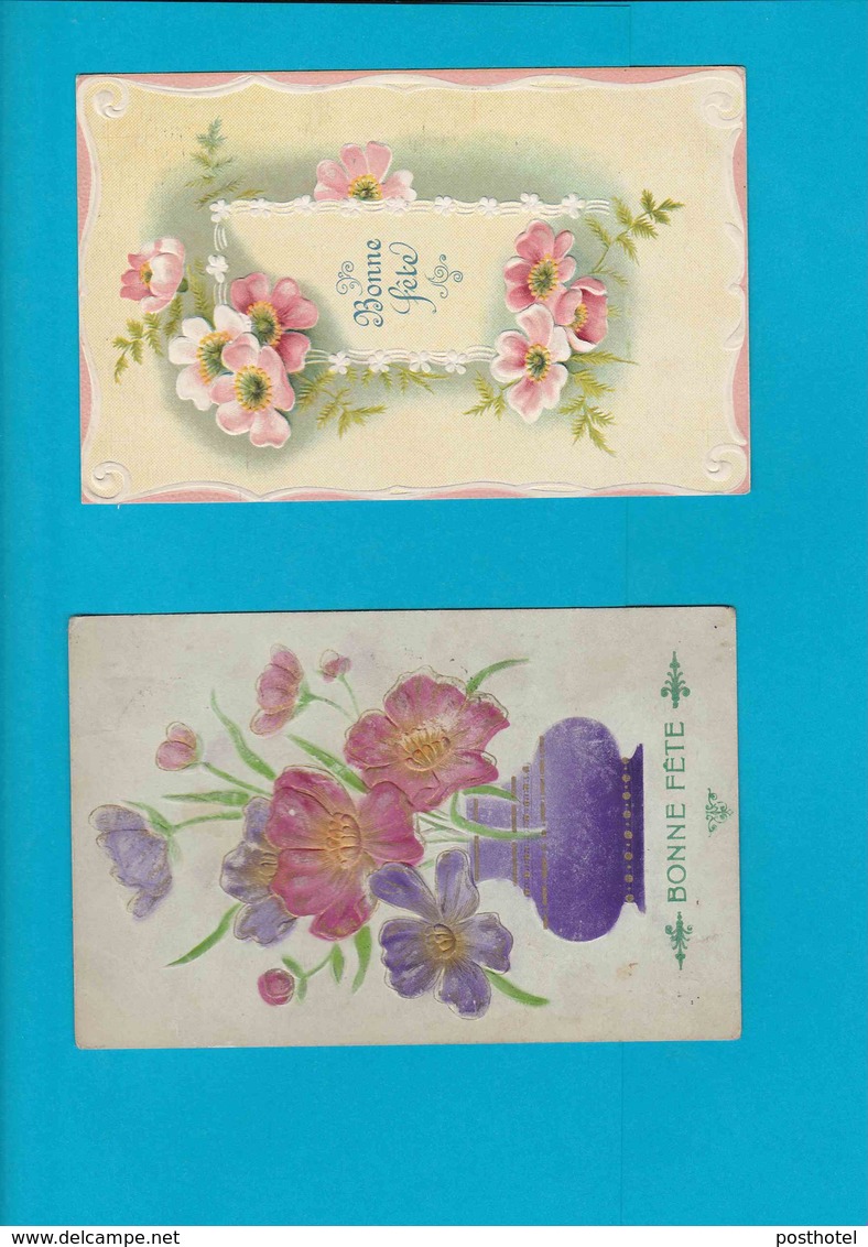 Bonne Fete - Fleur - 2 Carte Postale - Sonstige & Ohne Zuordnung