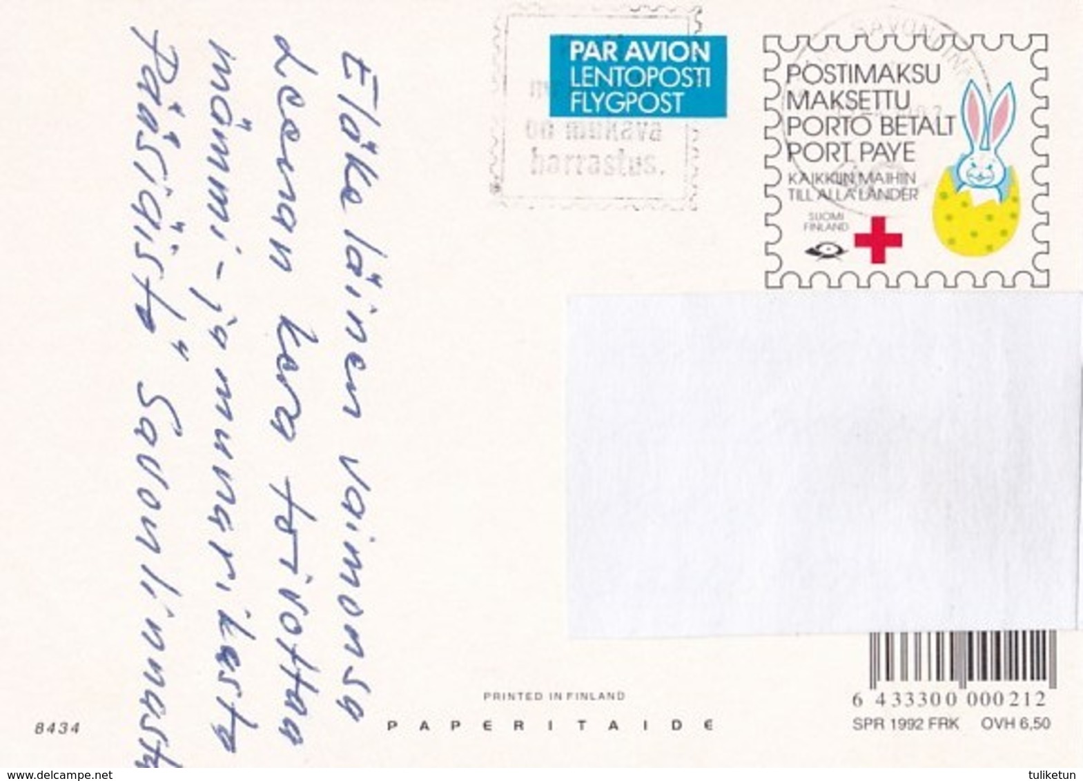 Postal Stationery - Easter Flowers - Daffodils - Rabbit - Chicks - Red Cross 1992 - Suomi Finland - Postage Paid - Entiers Postaux