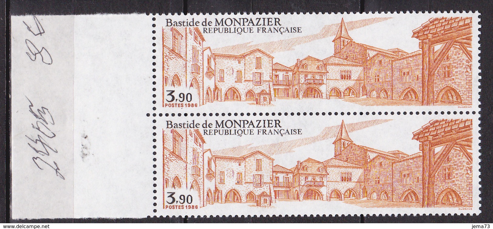 N° 2405 Bastide De Monpazier ( Dordogne ): Une Paire De 2 Timbres Neuf Impeccable - Unused Stamps