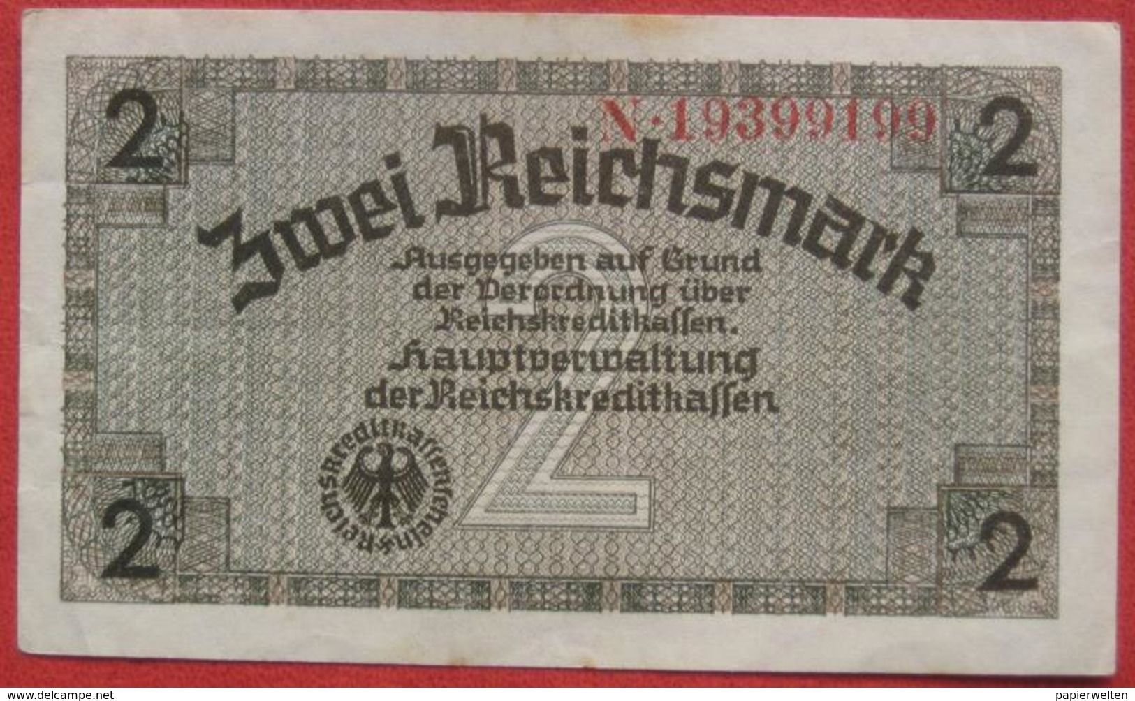 2 Reichsmark ND  (WPM R137) Reichskreditkassenschein - Betaalmiddel - Dt. Wehrmacht