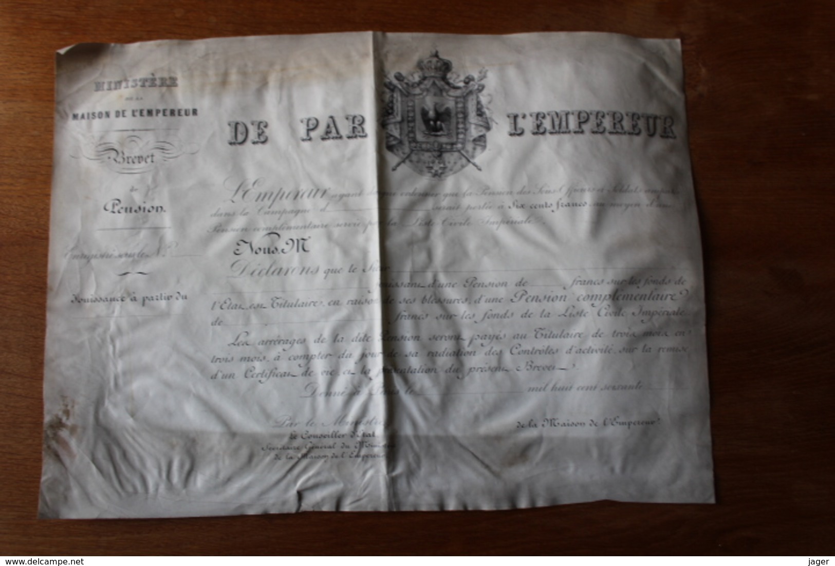 Diplome  DE PAR L EMPEREUR  Maison De L'Empereur Sur Velin - Historical Documents