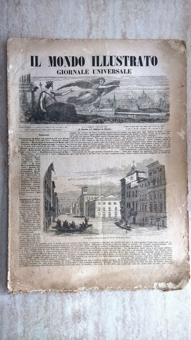 Il Mondo Illustrato Giornale Universale N.2 1847 Inondazione Di Roma - Delle Strade Ferrate - Ferrovie - Sardegna - Ante 1900