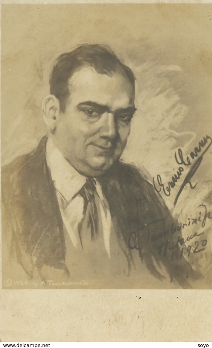 Carte Dessin Tenor Enrico Caruso Né à Naples Par Tamburini Jr 1920 à La Havane Cuba . Aida Verdi - Opéra