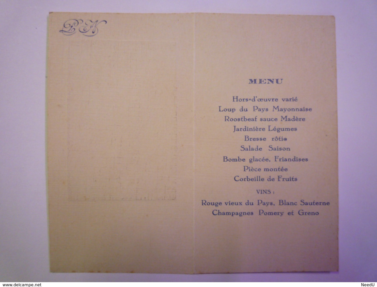 GP 2019 - 683  Joli  MENU  Illustré  (NICE  Le 1er OCT  1929)   XXX - Menus