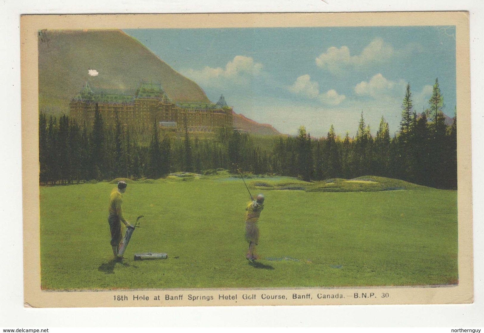 BANFF, Alberta, Canada, 18th Hole At Banff Springs Hotel Golf Course, 1948 WB PECO Postcard - Banff