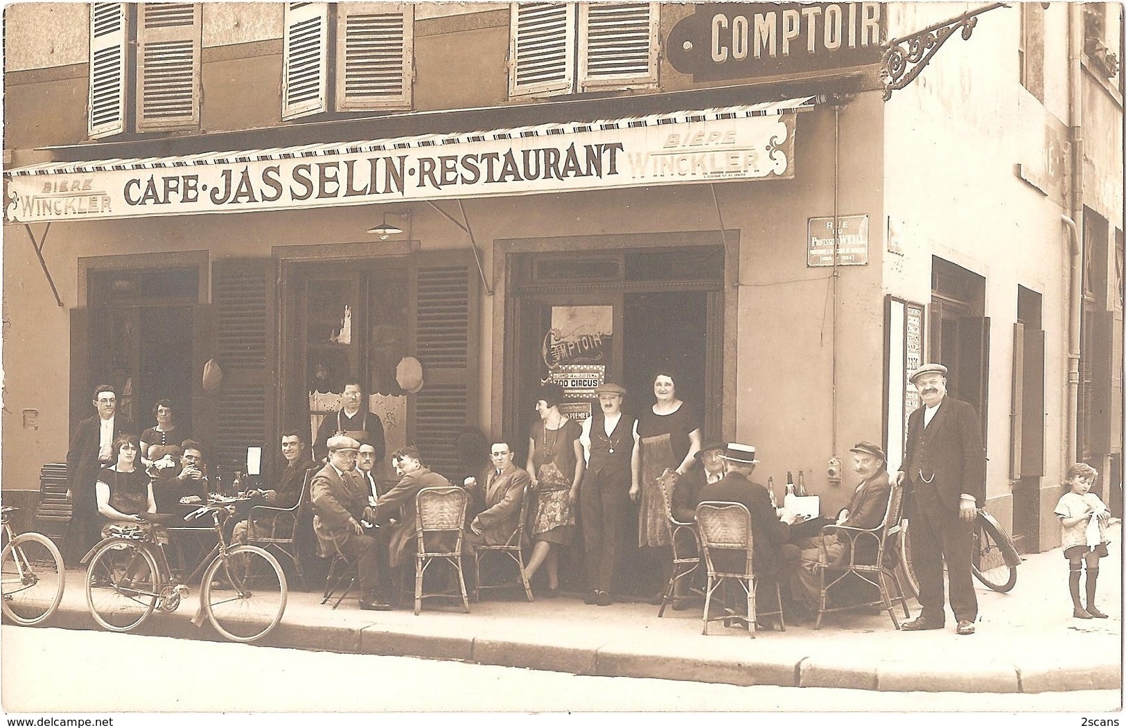 Dépt 69 - LYON (angle R. Du Prof. Weill / Rue Bossuet) - CARTE-PHOTO Devanture CAFÉ-RESTAURANT JASSELIN - Bière WINCKLER - Lyon 6