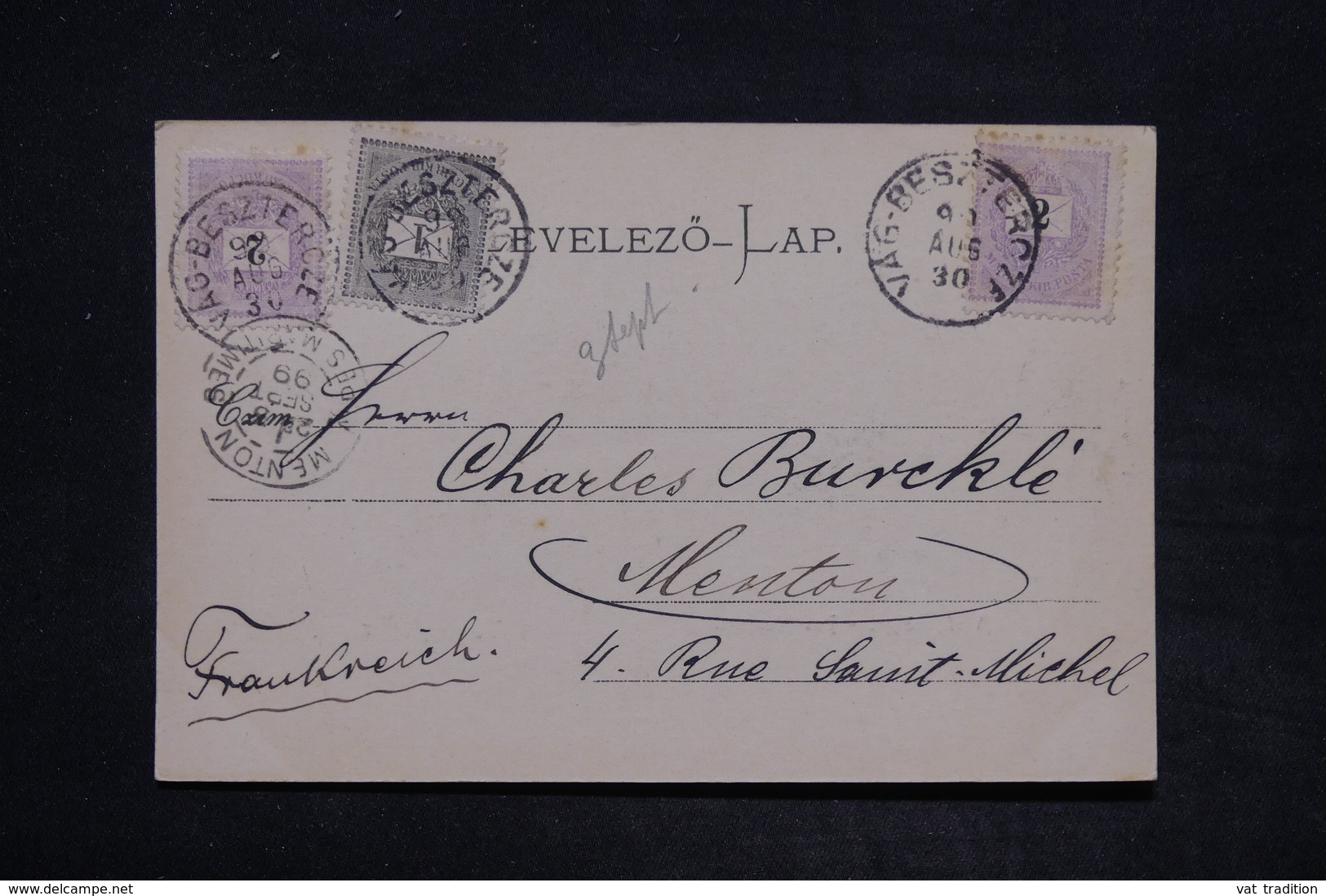 HONGRIE - Affranchissement Plaisant De Vag Besztercze Sur Carte Postale Pour La France En 1899 - L 25995 - Lettres & Documents