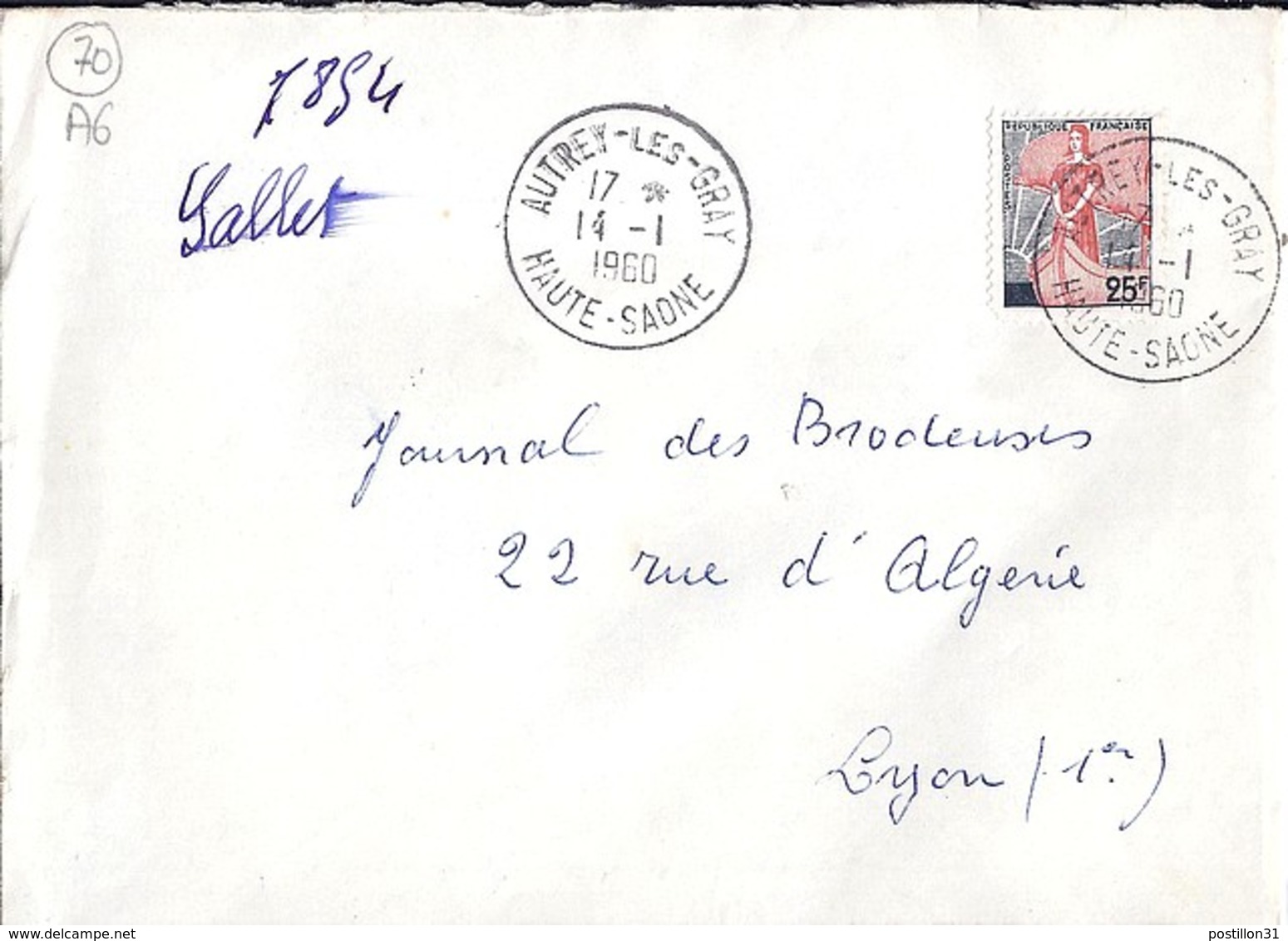 70 - HAUTE SAONE - AUTREY LES GRAY - 1960 - TàD De Type A6 - Bolli Manuali