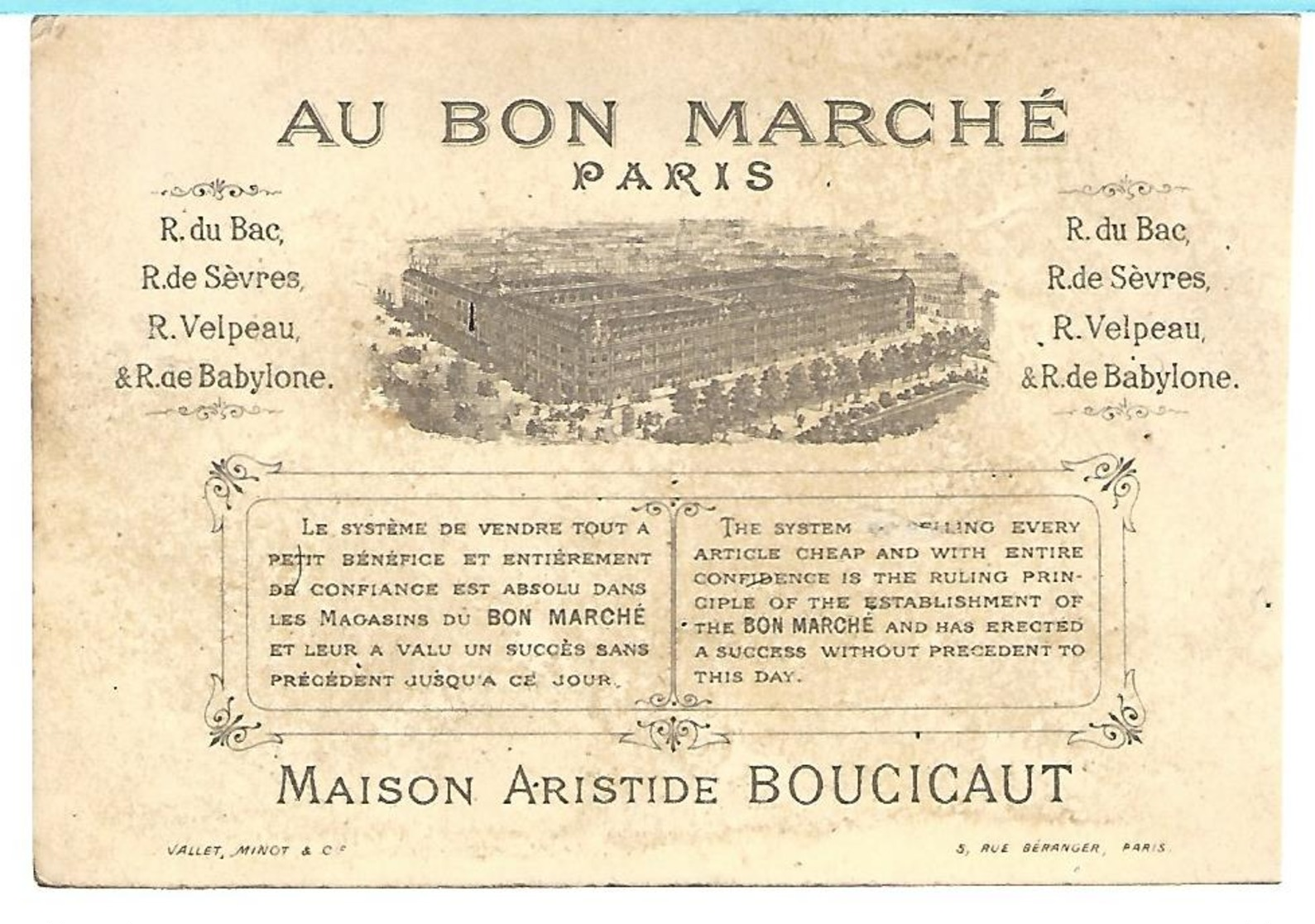 CHROMO AU BON MARCHE, MARINE Garçon Voilier - Au Bon Marché