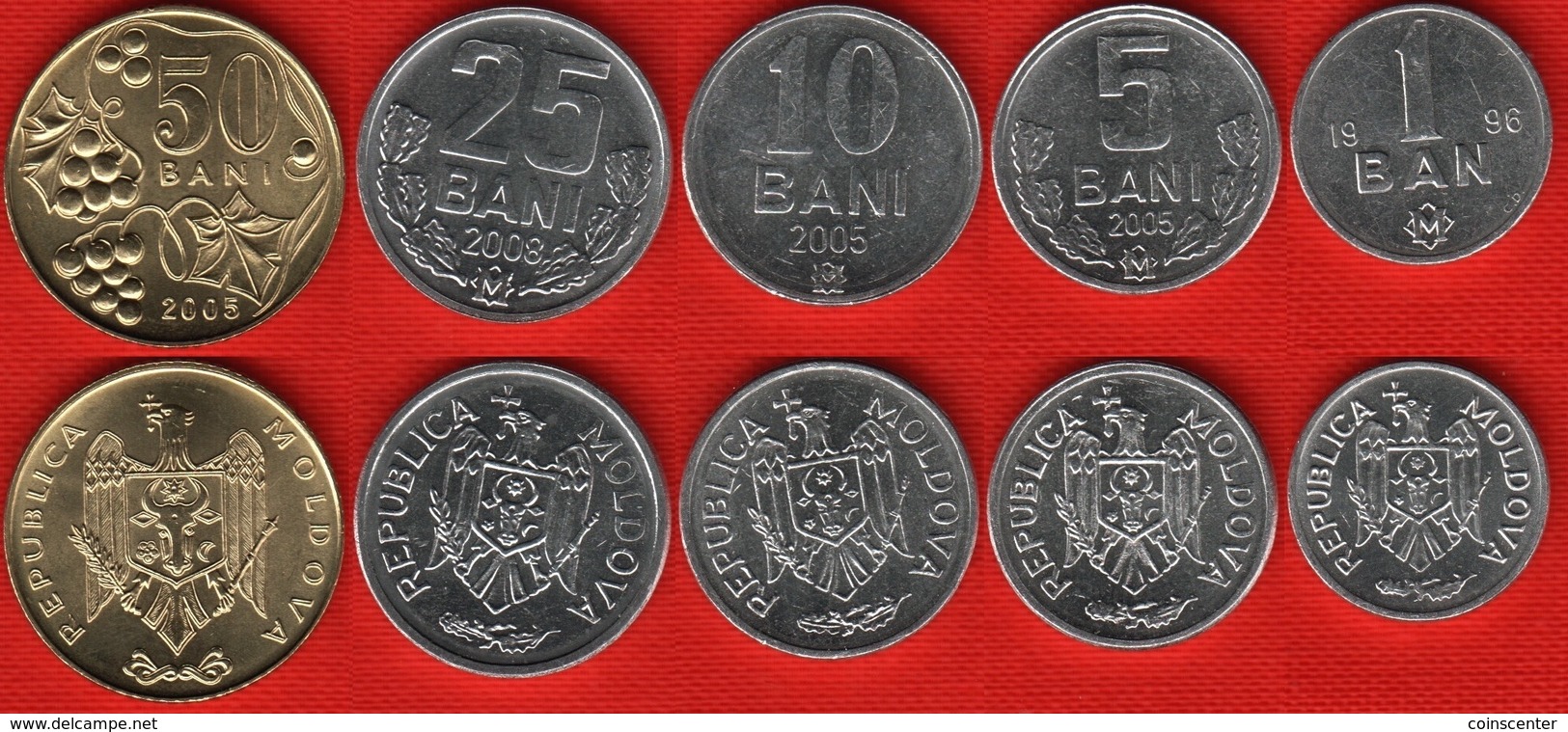Moldova Set Of 5 Coins: 1 - 50 Bani 2006-2012 UNC - Moldavie