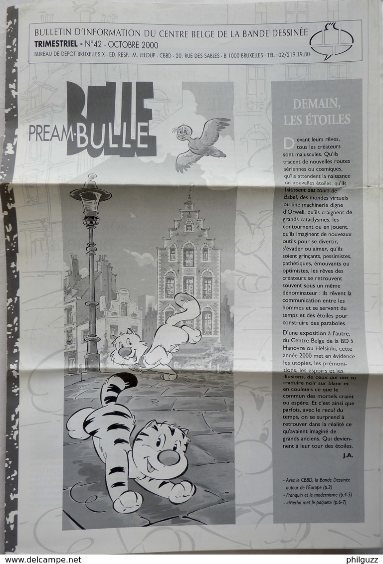 Bulletin D'information PREAM-BULLE 42 Centre Belge De La Bande Dessinée 2000 Couv COLMAN - FRANQUIN MERHO - Objetos Publicitarios