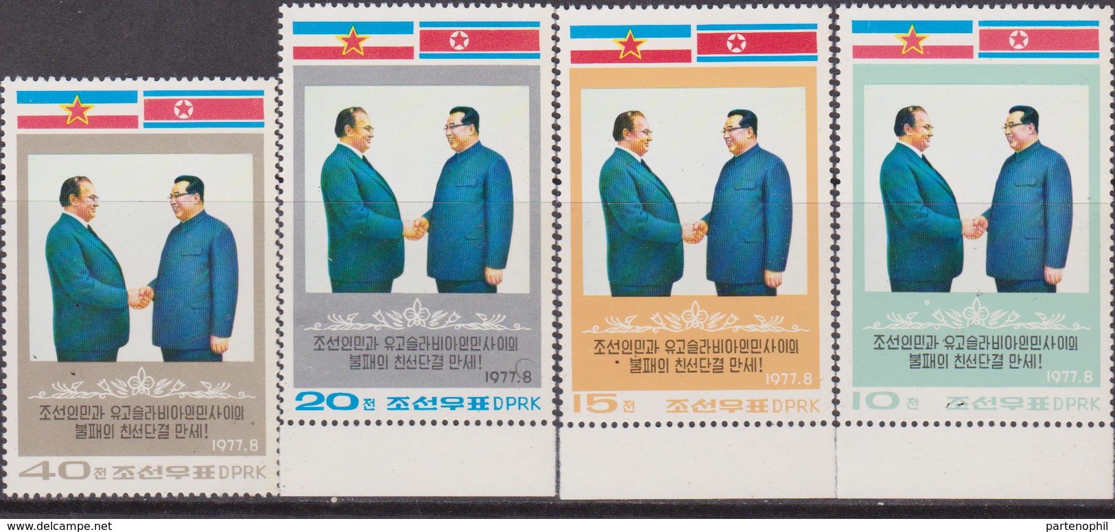 North Korea 1977 -   Visit Of Yugoslav President Josip Broz Tito Flags Leaders 33/36 MNH - Altri & Non Classificati