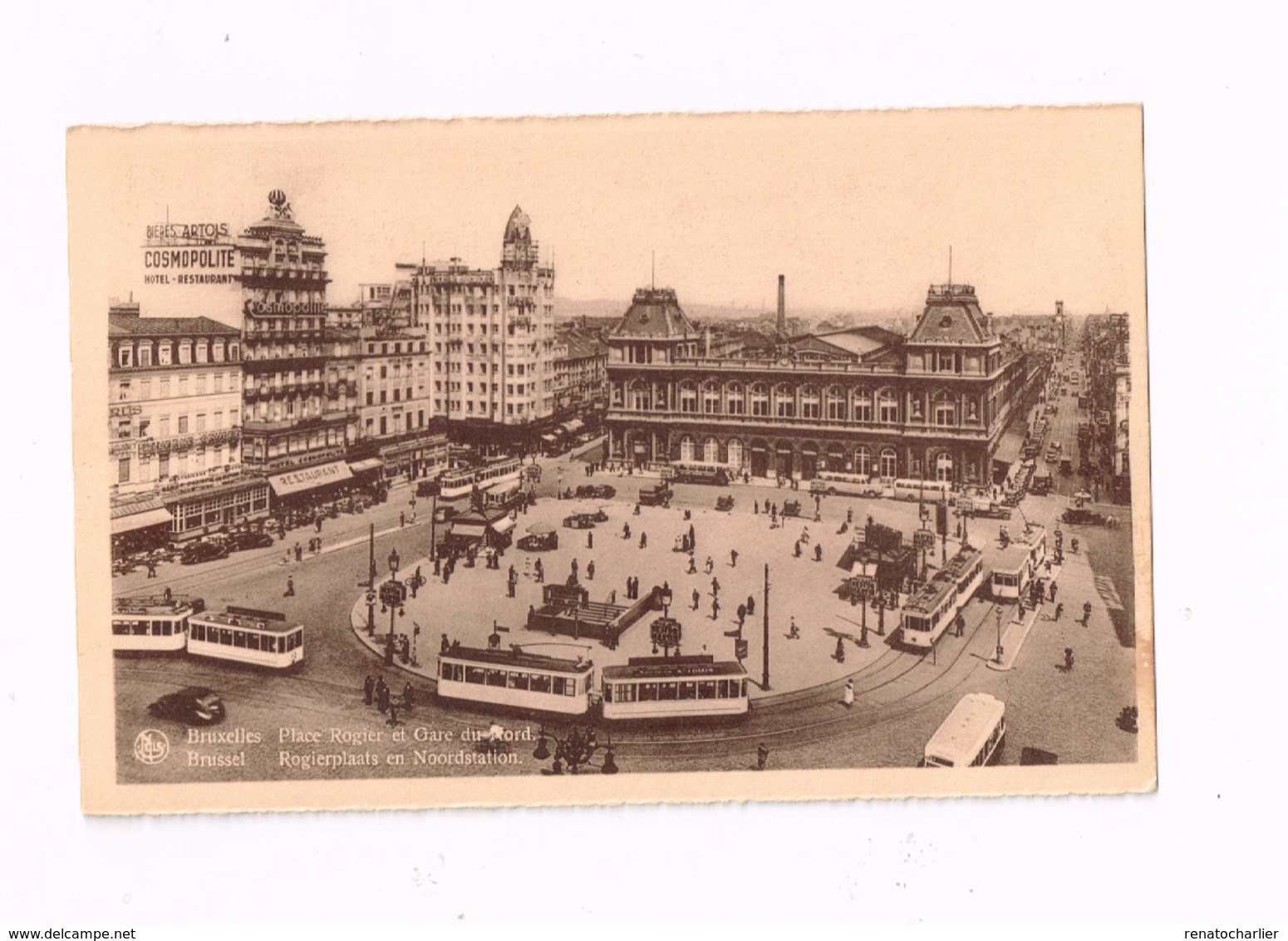 Place Rogier Et Gare Du NOrd.Autos.TRamways. - Chemins De Fer, Gares