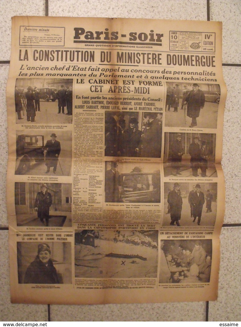 Journal Paris-Soir. N° 3778 Du 10 Février 1934. Grève,  émeute à Paris. Doumergue - Other & Unclassified
