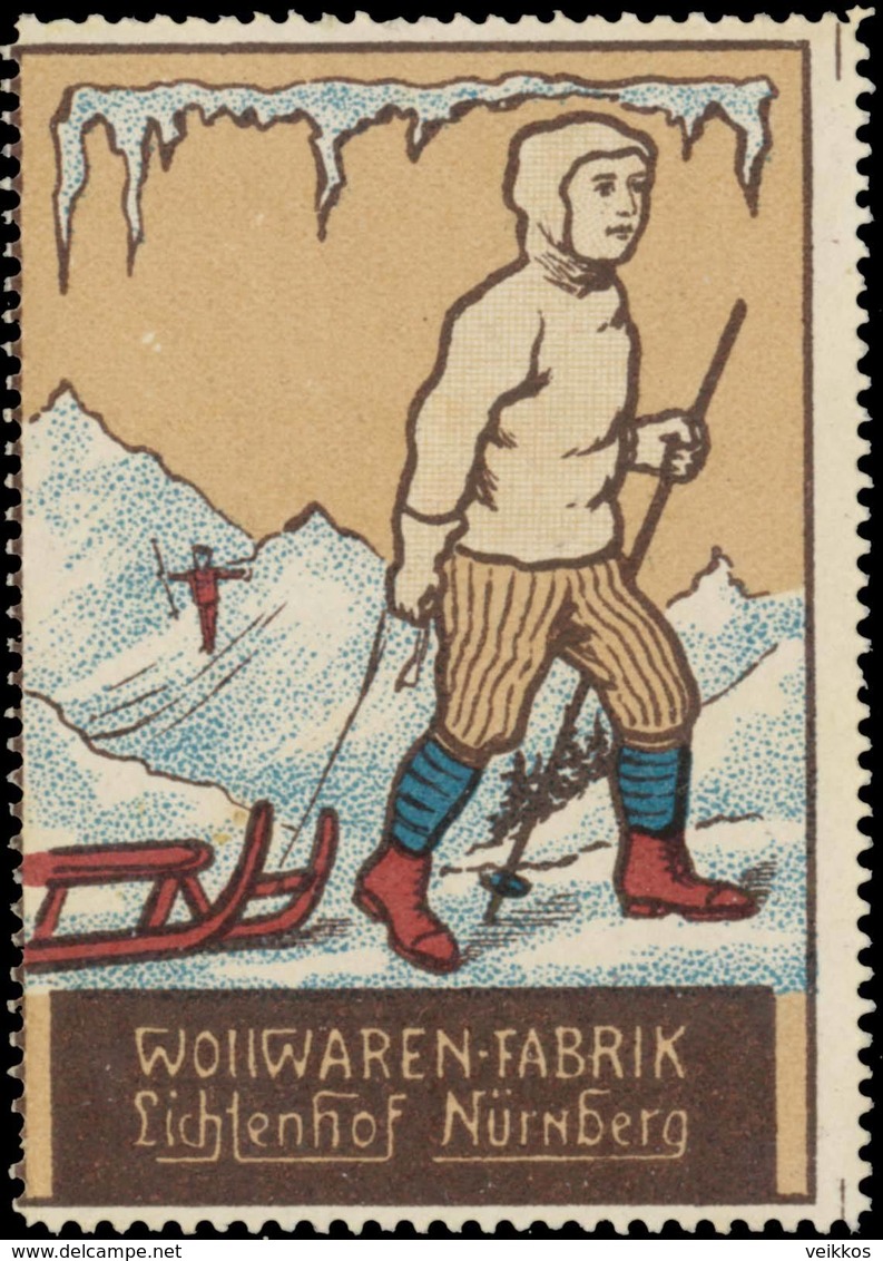 Reklamemarke: Rodeln - Ski Fahren - Erinnophilie