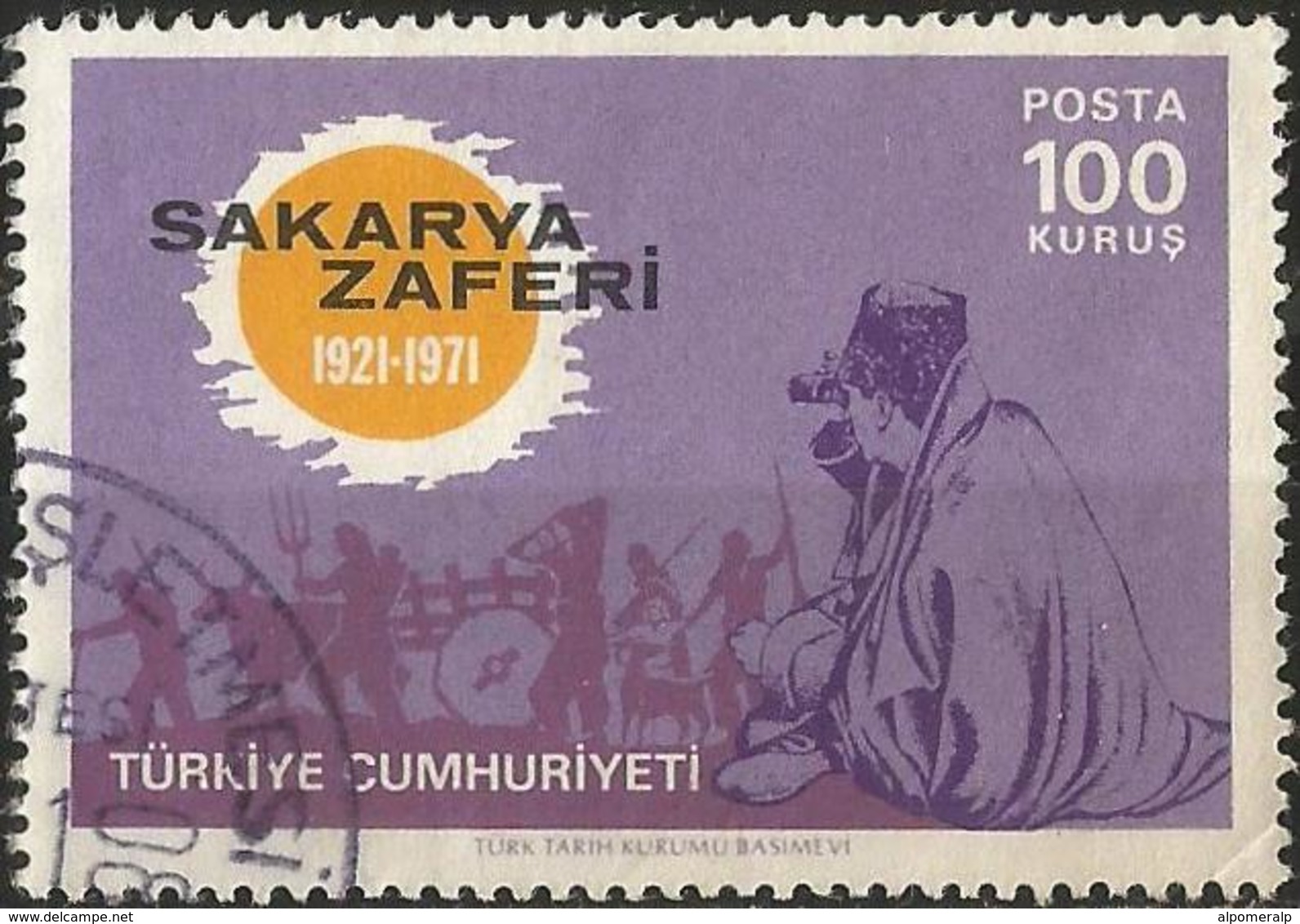 TURKEY 1971 - Mi. 2234 O, Battle Of Sakarya Victory | Supreme Commander ATATÜRK With Binoculars | Rising Sun | Military - Used Stamps