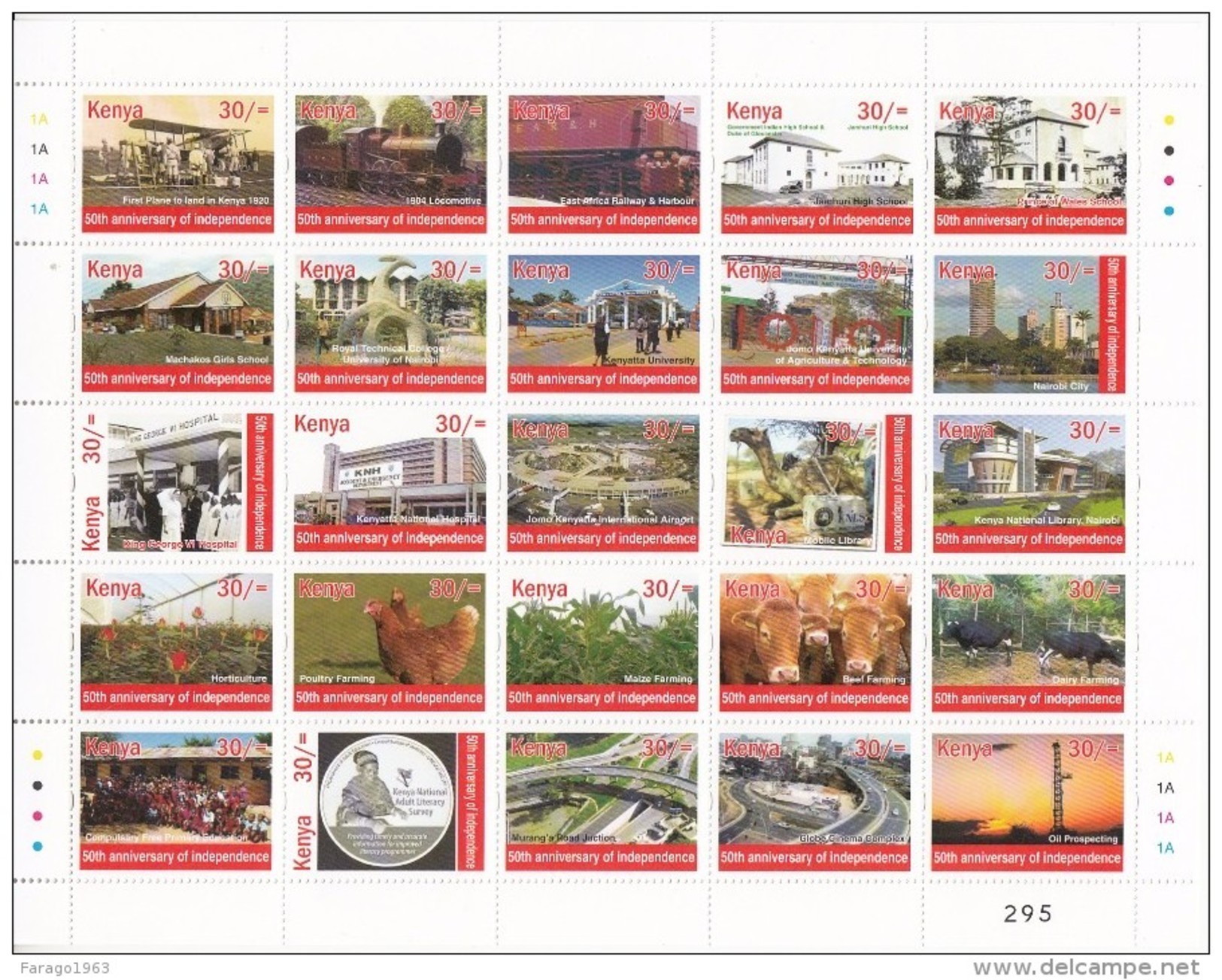 2013 Kenya Independence Anniversary  30/- Value Miniature Sheet Of 25 Different  Stamps Train Camel Aviation MNH - Kenia (1963-...)