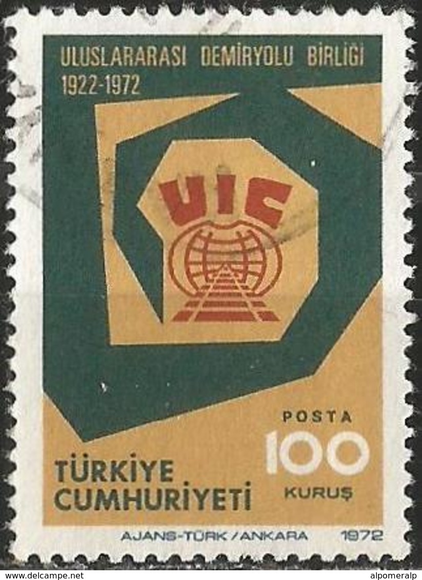 TURKEY 1972 - Mi. 2278 O, Railways | Int. Unioun Of Railways (UIC) | Symbol And Emblem - Gebraucht