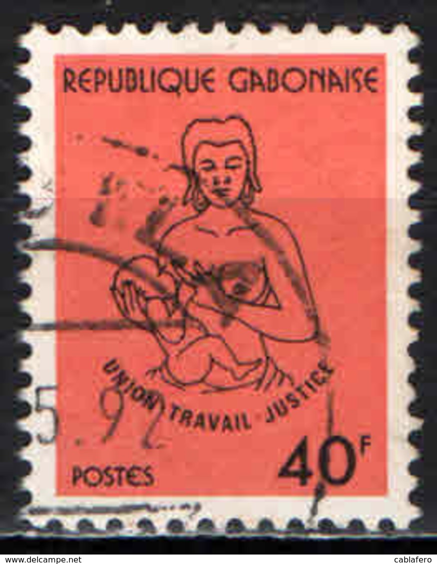 GABON - 1981 - UNITA' - LAVORO - GIUSTIZIA - MOTTO DELLA REPUBBLICA GABONESE - DONNA CHE ALLATTA - USATO - Gabon (1960-...)