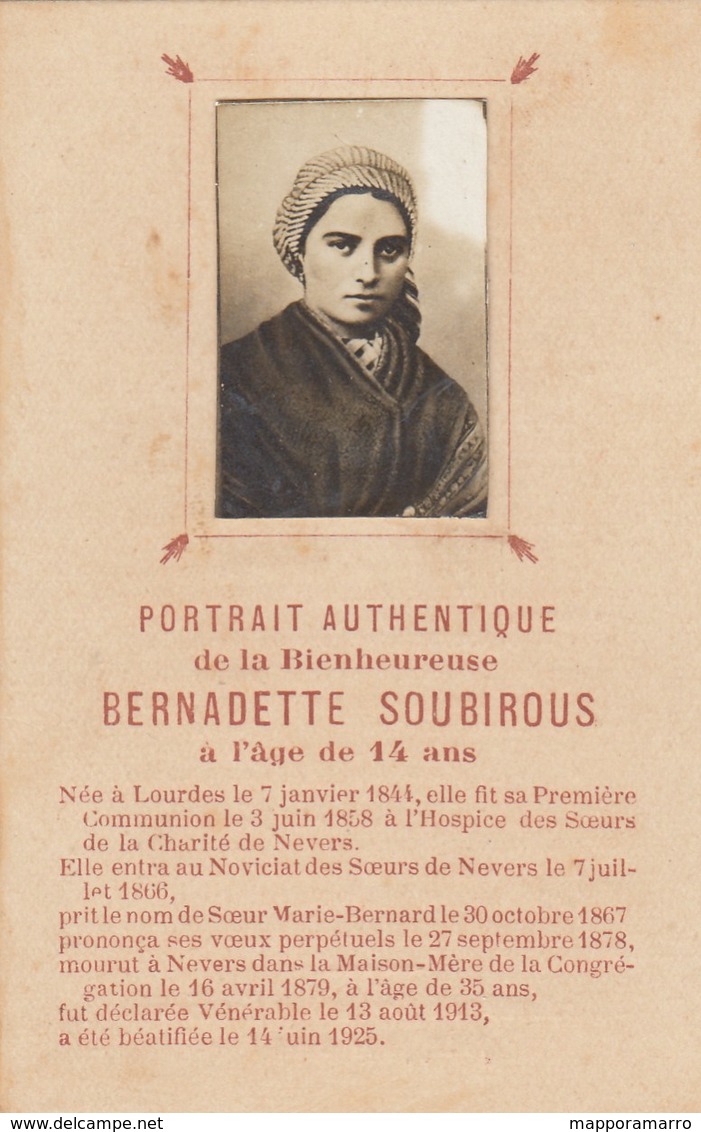 SANTINO - S. BERNADETTE SOUBIROUS - - Images Religieuses