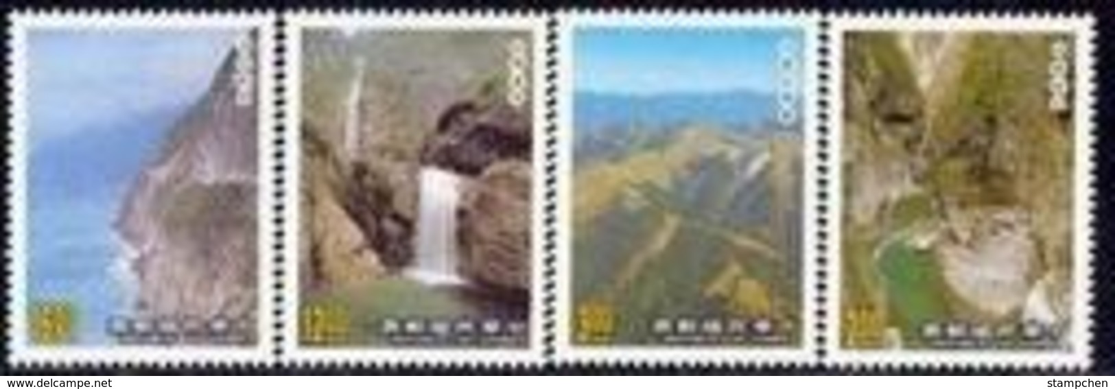 1989 Taroko National Park Stamps Mount Gorge Falls Geology Waterfall Taiwan Scenery - Climate & Meteorology